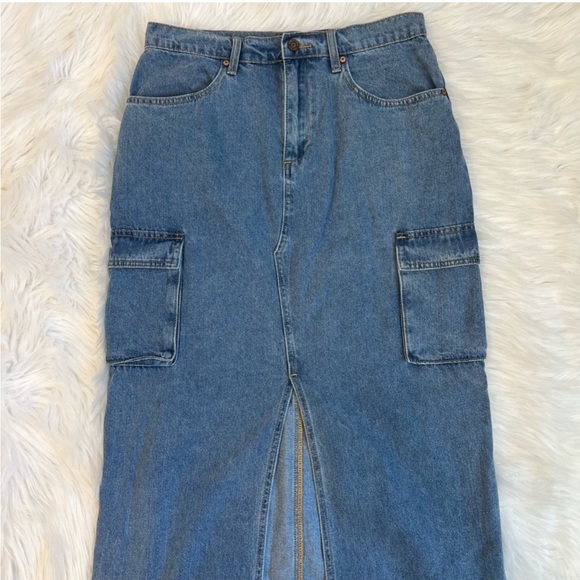 Sincerely Jules Retro Western Blue Denim Maxi Skirt Size 9 Juniors - Picture 6 of 6